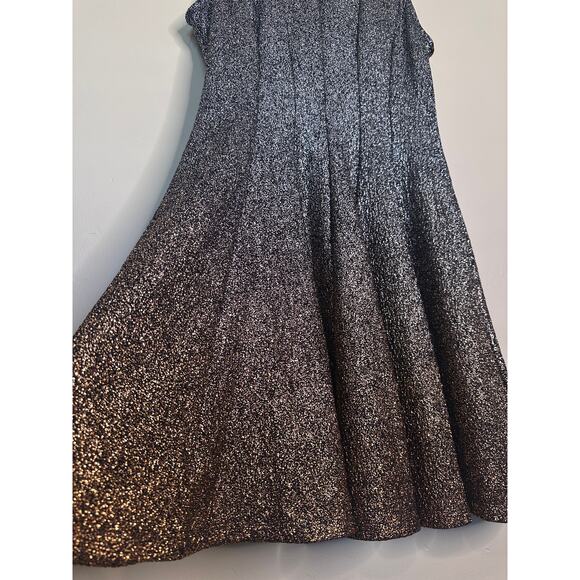 MSK Glitter Ombré Metallic Fit & Flare Dress Silver To Bronze 12 - Picture 2 of 10